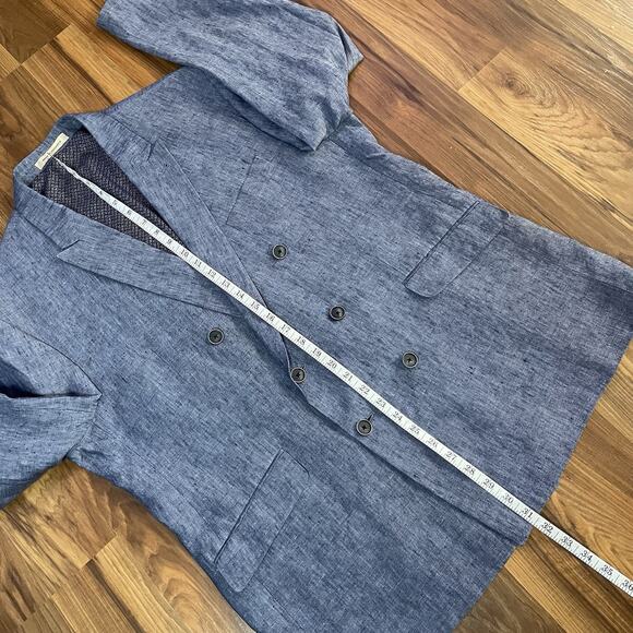 Joseph Abboud JOE Men’s 44 R Double Breasted 100% Linen Blazer - Heathered Blue - Picture 9 of 10